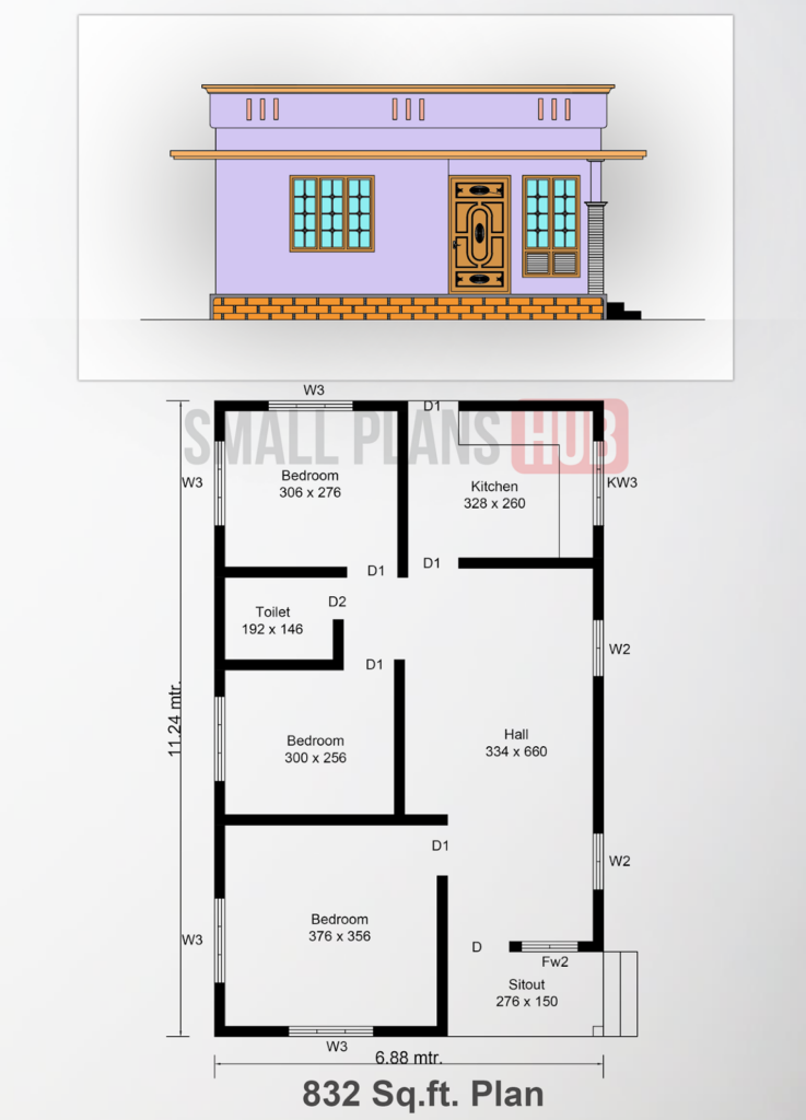 Top House Floor Plan Design 3 Bedroom Comfortable New Home Floor Plans - 650 SQ FT 3 Bedroom House Plans