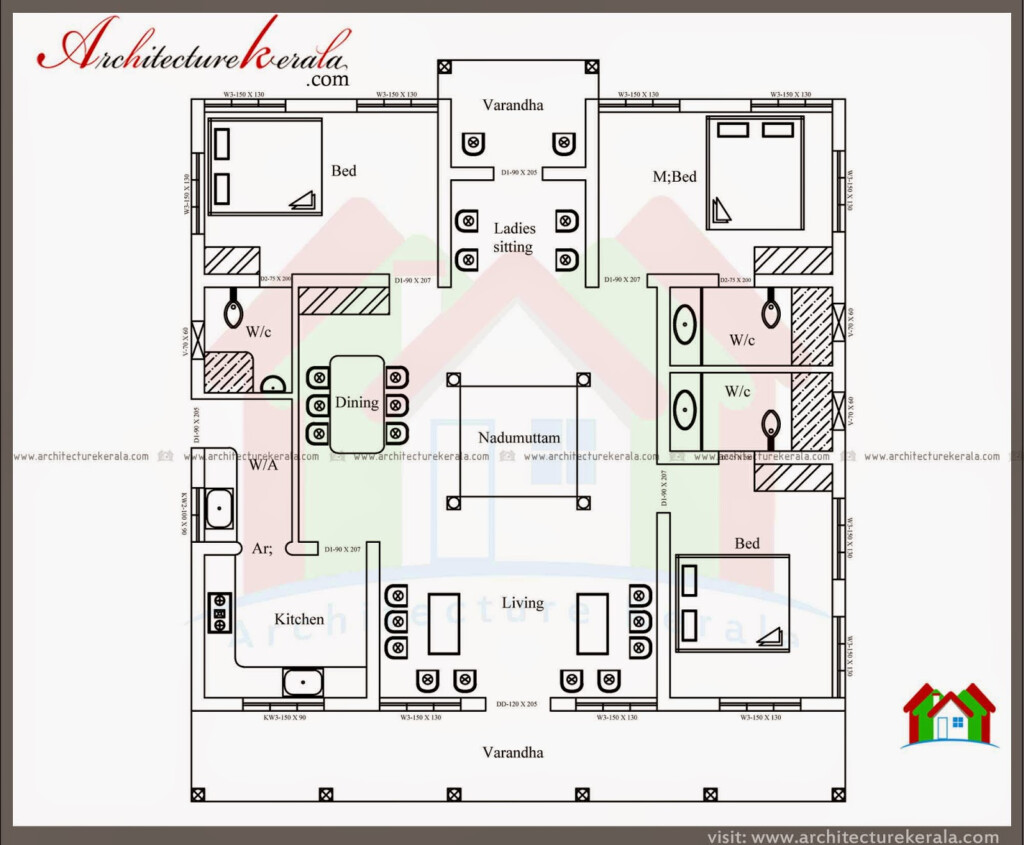 Typical Kerala Nalukettu Type Home Plan In 2000 Sq Ft With Floor Plan  - 2000 SQ FT House Plan Kerala